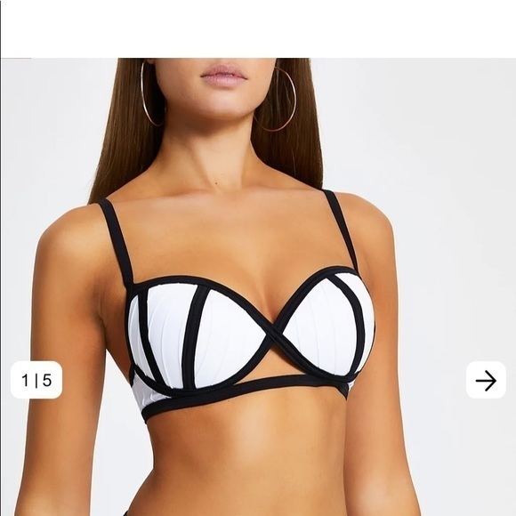 WHITE BANDAGE PLUNGE BIKINI top only Molded Cups push up Bikini top. - Picture 1 of 12